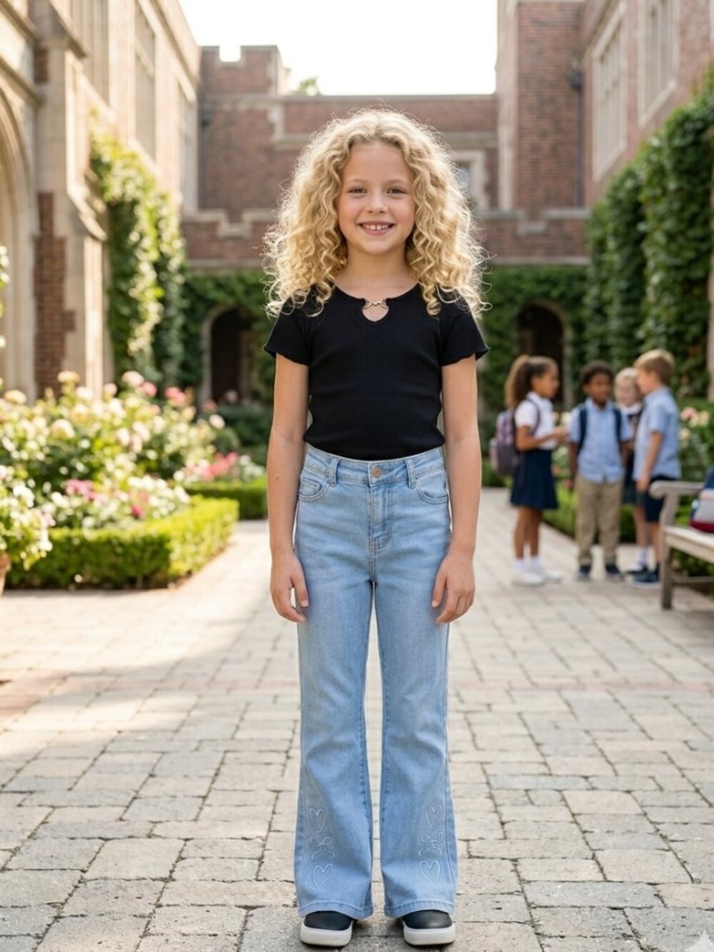Denim Diva Girls Flare Jeans & Terranova Ribbed Top Set | Size 7/8